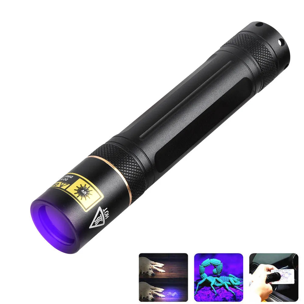 Y36 and 8006 model 365nm ultraviolet flashlights for fluorescent detection and anti-counterfeiting.