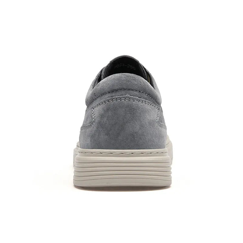 Men's casual leather skate shoes in gray and sand colour options with rubber sole