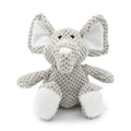 Plush dog chew toy in animal shape with squeaker for teeth cleaning and interactive play