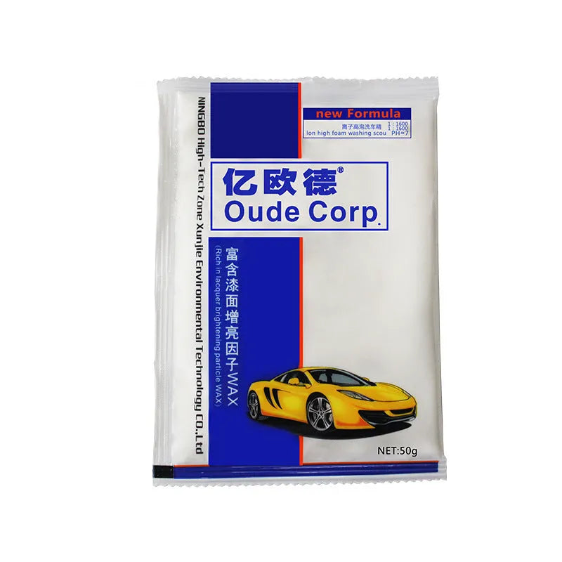 Concentrated foam car wash powder in 50g sachet with wax additive for car cleaning