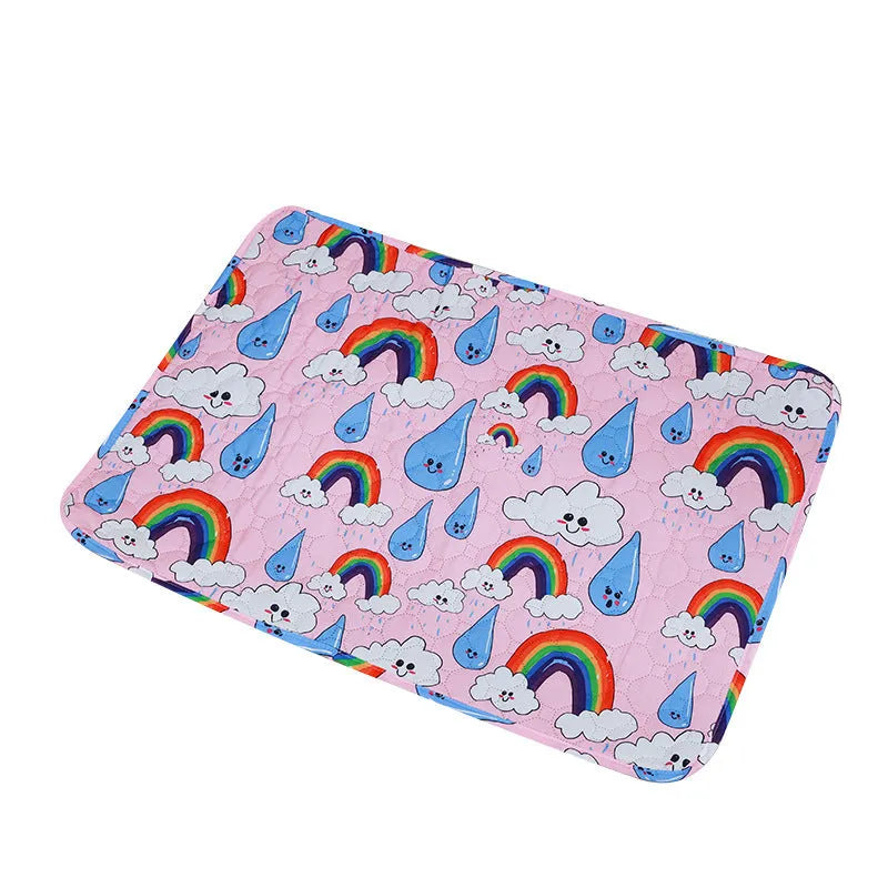 Reusable washable waterproof pet urine pad with non-slip backing in animal print design