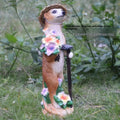 Synthetic resin straw hat mongoose garden ornament for bonsai and craft decoration.