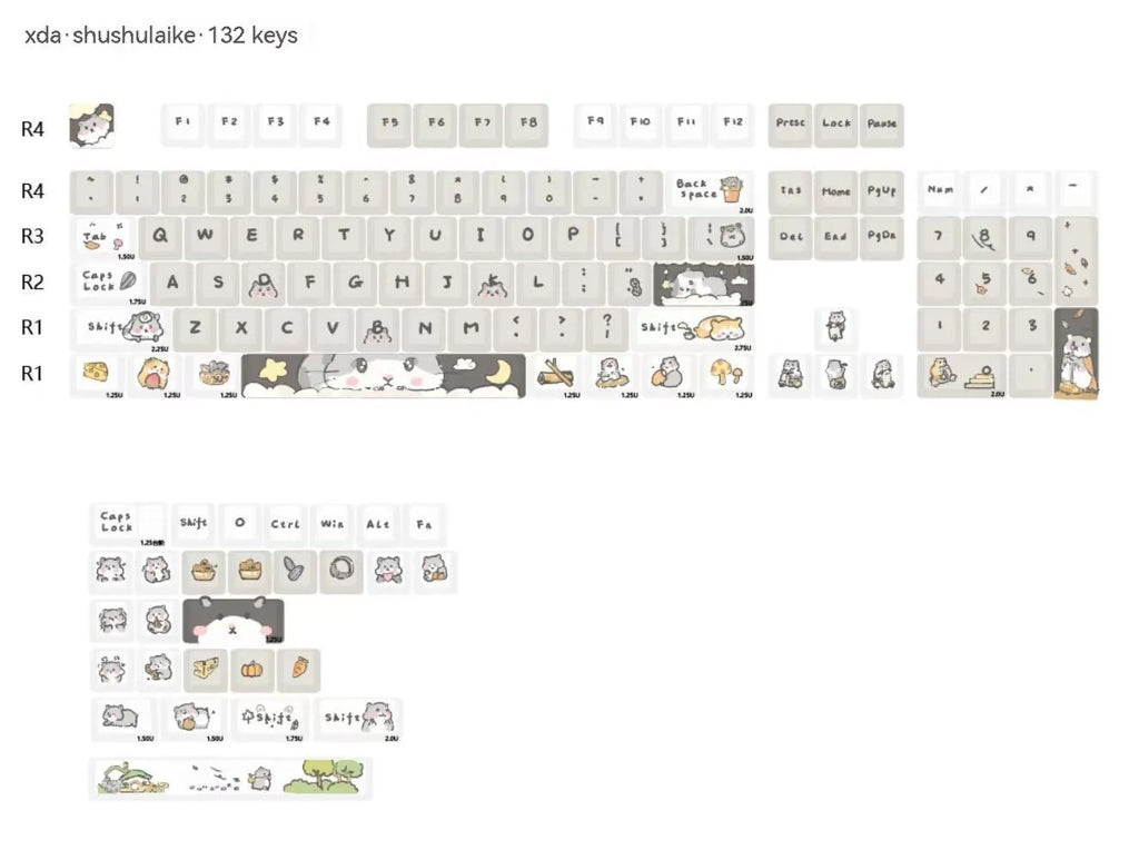 Custard yellow and soft grey XDA profile plastic keycap sets for mechanical keyboards.