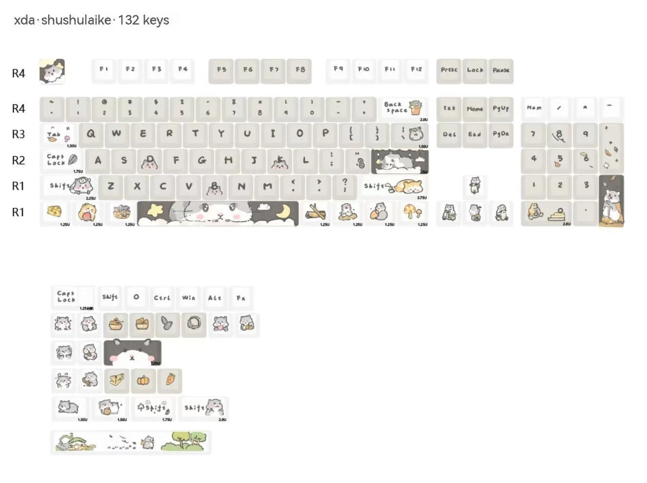 Custard yellow and soft grey XDA profile plastic keycap sets for mechanical keyboards.