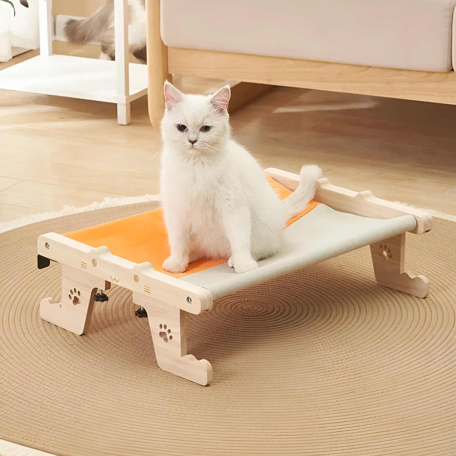Wooden cat hanging bed hammock mounted on wall with seven style options