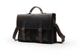 Top cowhide leather computer crossbody bag in black coffee colour with anti-theft expansion