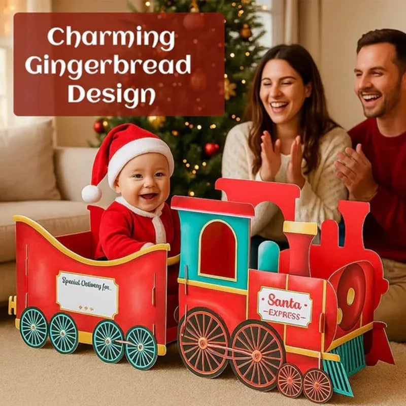 Santa Claus gift train plastic Christmas decoration in American style for home display