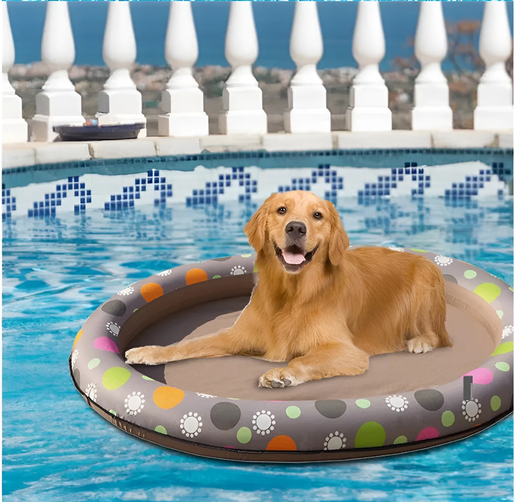 Inflatable dog pool float with 210D Oxford cloth and PVC liner, 135x90x15cm, for dogs under 40kg