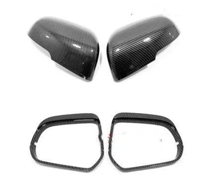 Pair of tremella pattern plastic rearview mirror cover stickers in silver and black finishes
