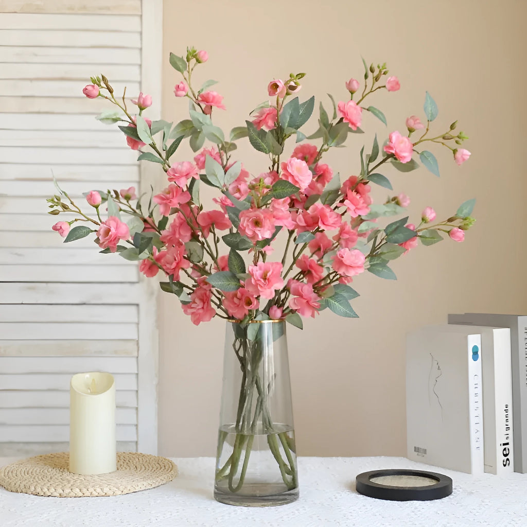 Single silk camellia artificial flower in Autumn White, Chinese retro home decoration for wedding and photography props