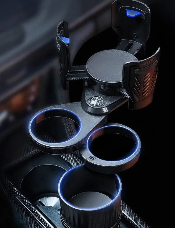 Carbon fibre black ABS car cup holder with retractable bottom adjusted to 10cm