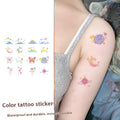 Butterfly sun moon geometric tattoo sticker for shoulder or clavicle placement