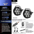 K7 standard edition motorcycle LED spotlight 72W 6000K with seven beads and control wiring harness