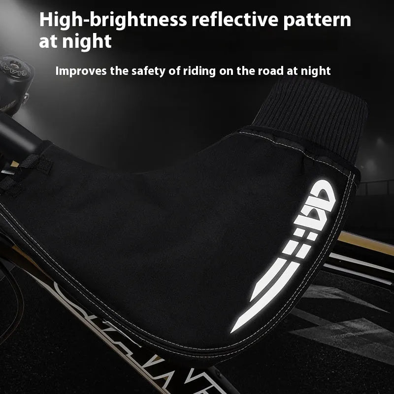 Winter mountain bike gloves in black and gray made of DPU, TPU, fleece, and Oxford cloth