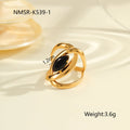 Women's adjustable titanium steel ring with geometric design and inlaid zircon stones