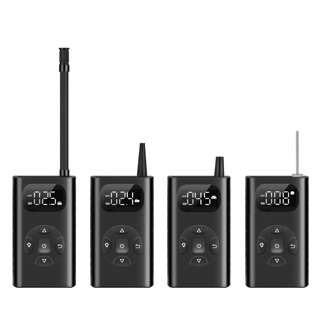 Black M09X portable tyre inflator power bank with aviation aluminium alloy construction and USB charging port