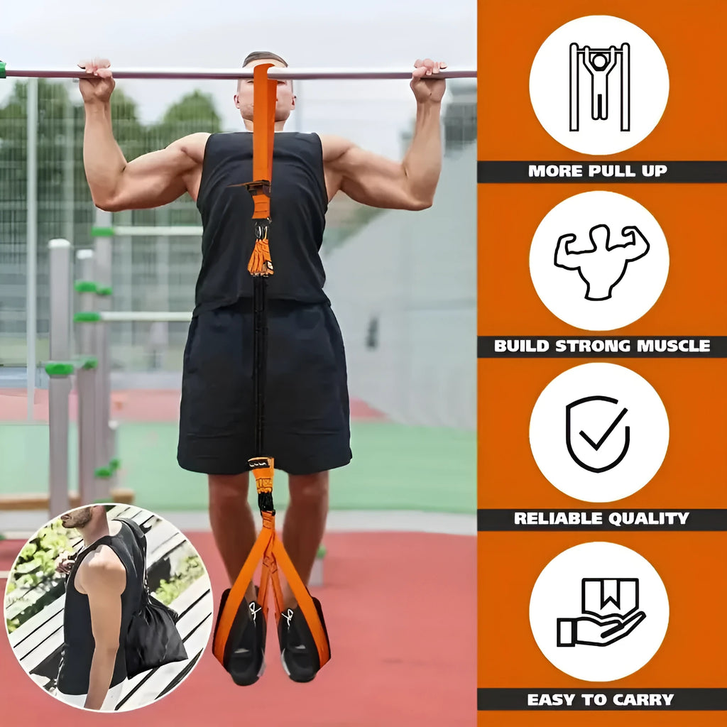 Black 255 lbs pull-ups auxiliary strap suit made from TPE material for fitness training
