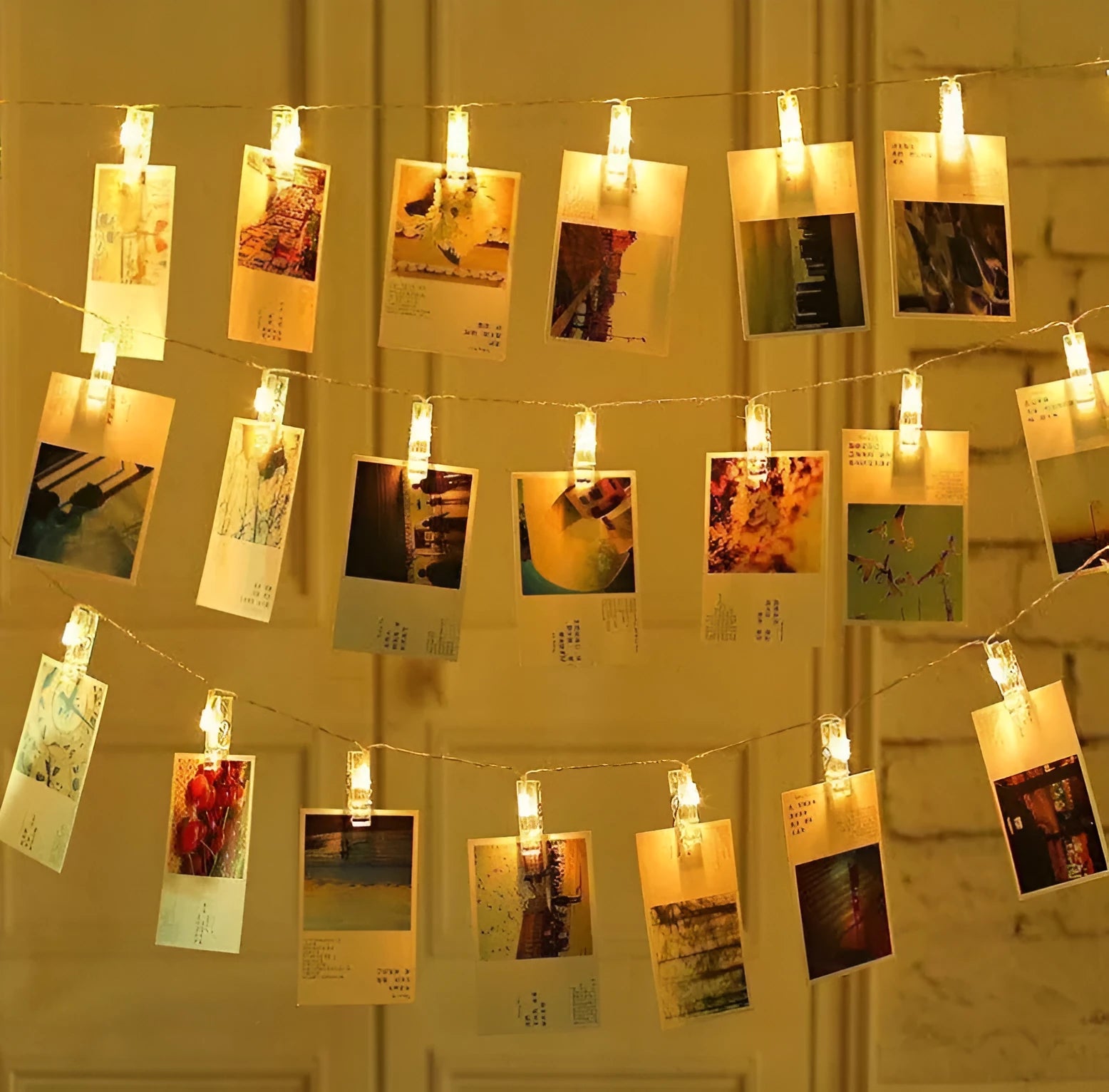 LED decorative clip light string with heart-shaped plastic clips spaced 15cm apart