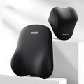 Automotive headrest and lumbar support pillow set with memory foam filler in three colour options