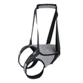 Grey neoprene recovery belt for injured dog rear legs showing waist and thigh support areas