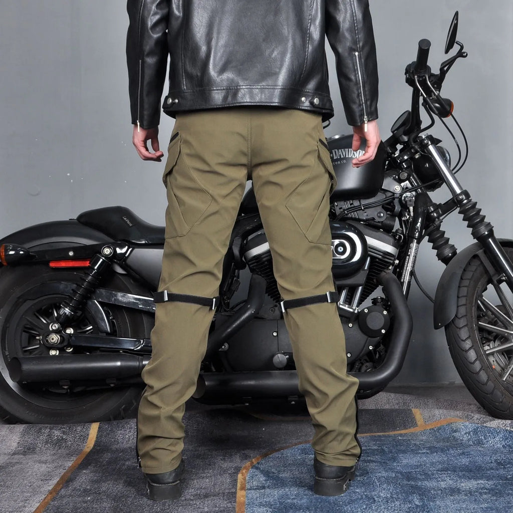 Motorcycle waterproof cycling trousers with protective gear set in black or green colour options