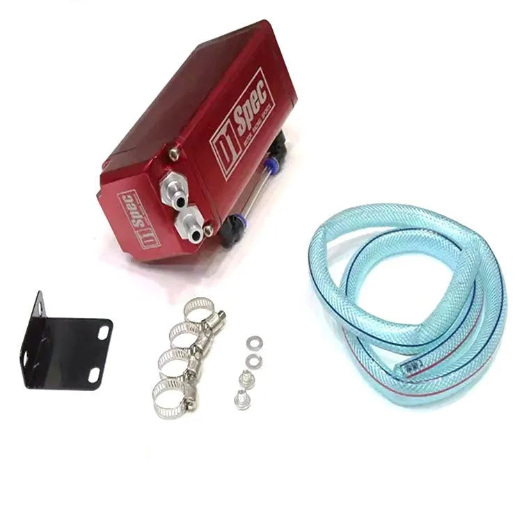 Car engine oil catch tank with perforated pot in black, blue, red, and silver colour options