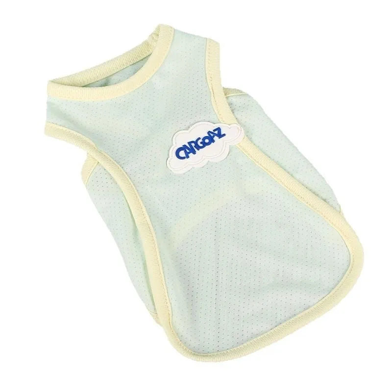 Lightweight green cat vest with sporty design for summer wear