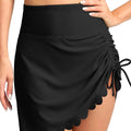 Women's pantskirt swimsuit with drawstring bikini and attached anti-exposure skirt in nylon, sizes S to XL
