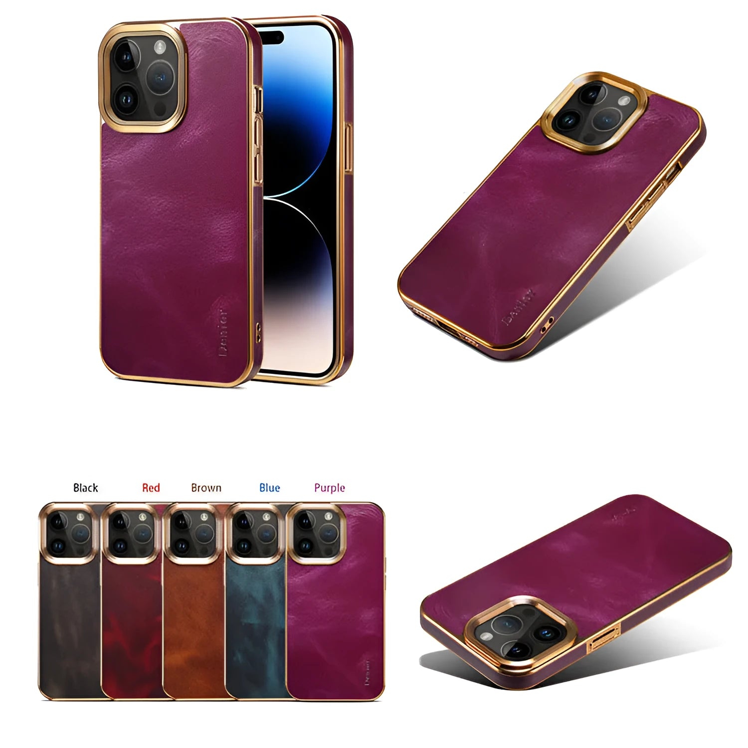 Slim handmade leather protective case for Apple iPhone on a table