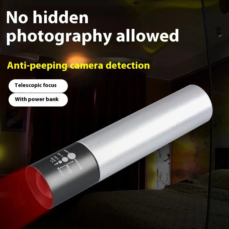 Black or silver aluminium red light therapy mosquito repellent lamp with charging cable