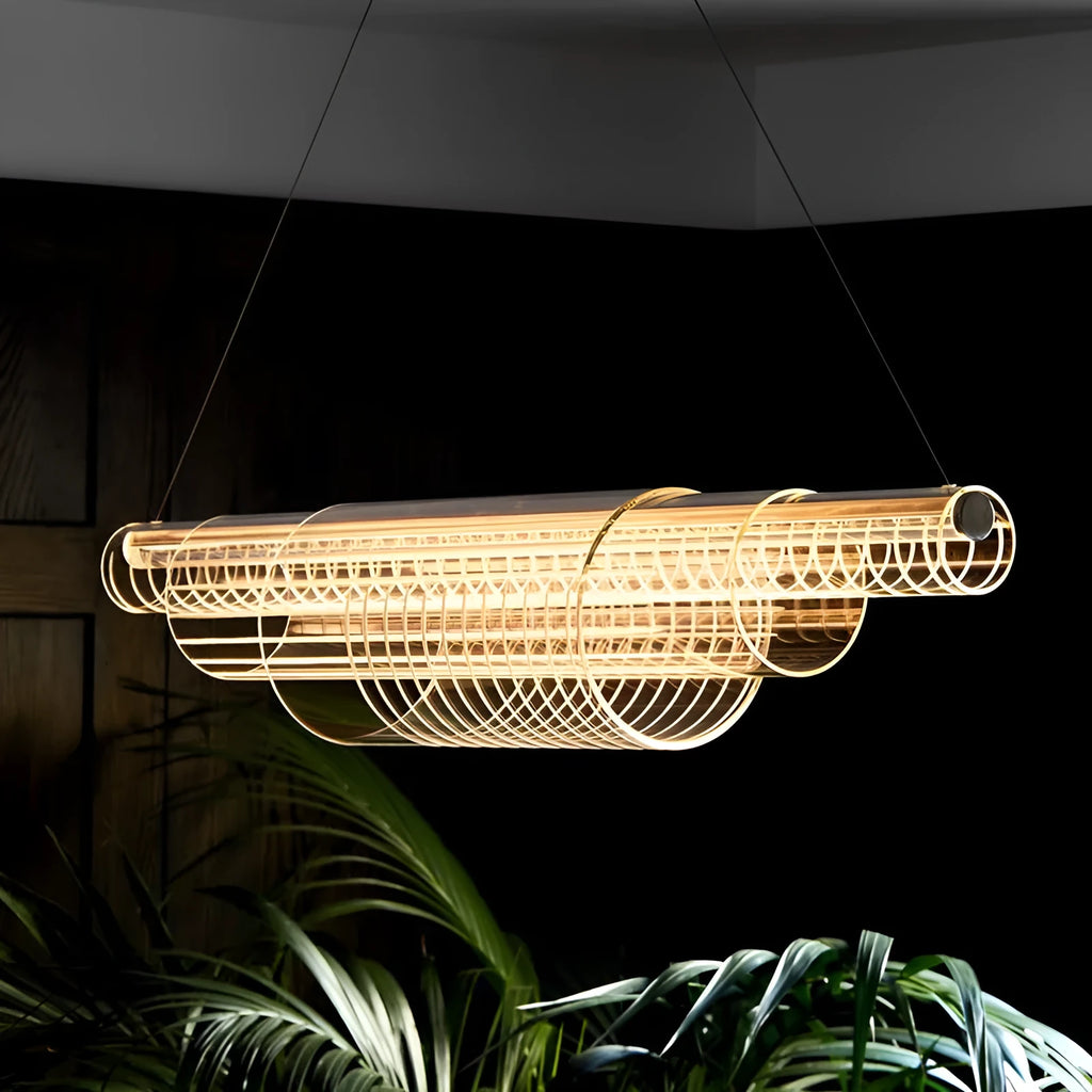 Modern glass pendant lamp with iron body for restaurant and bar lighting