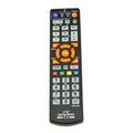 Black L336 full key universal learning remote control on a white background.