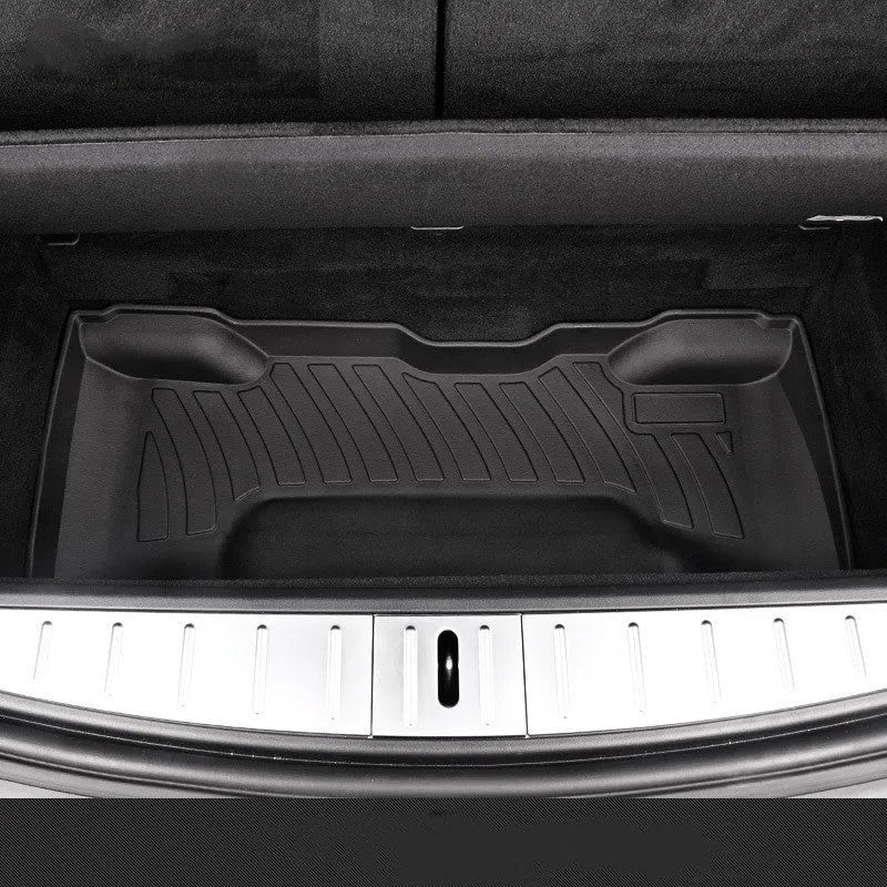 Custom rubber and TPE floor mat set for Tesla Model 3, Y, X, and S interior protection.