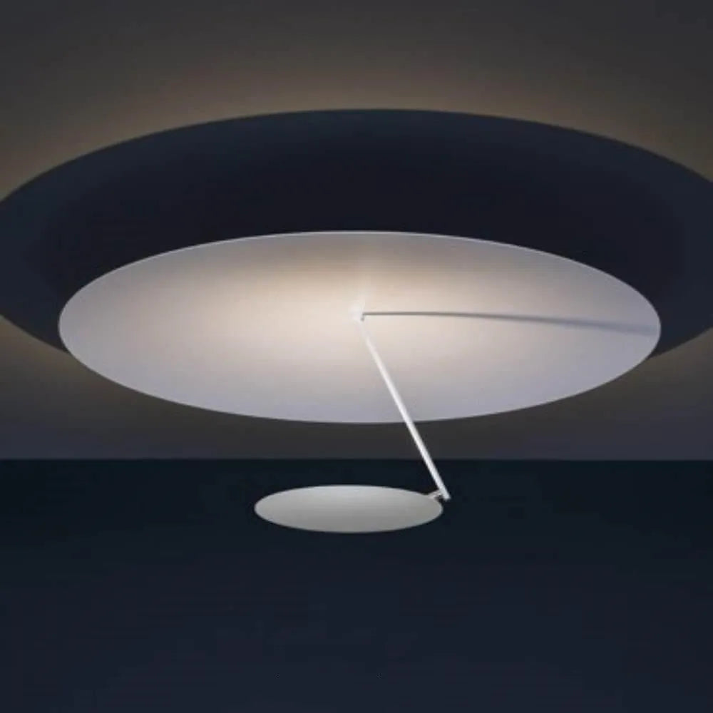 Iron ceiling lamp with LED warm light in 50cm diameter, available in all white or white gold colour