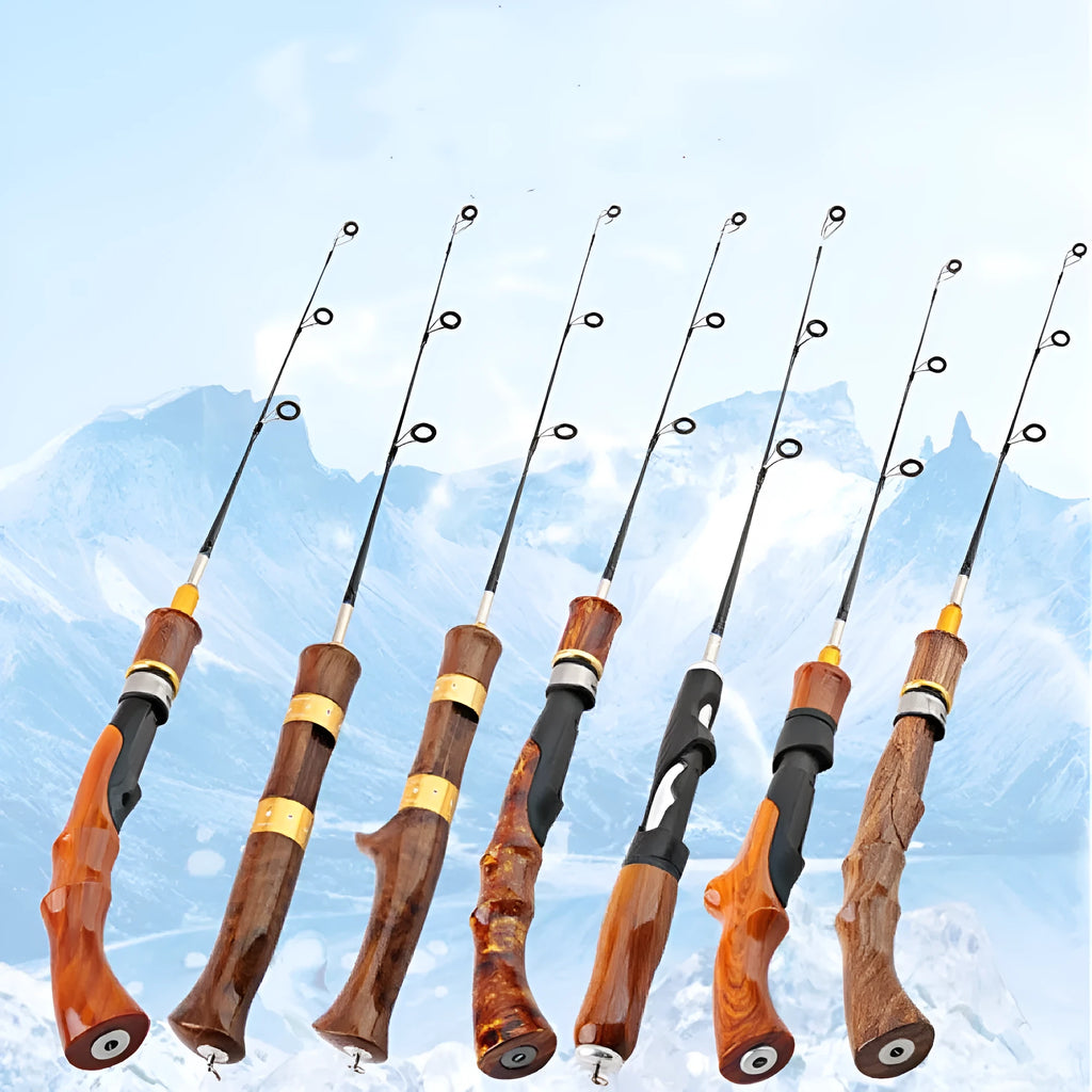 FRP ice fishing rod portable outdoor pole with straight handle and smooth line release