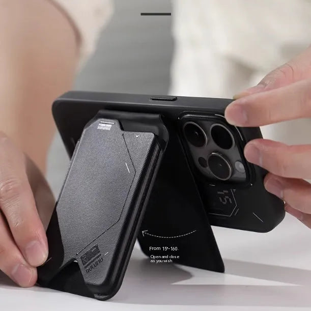 Black Magnetic Flip Card Holder G02 two-in-one wallet and phone holder, TPU artificial leather, 100mm
