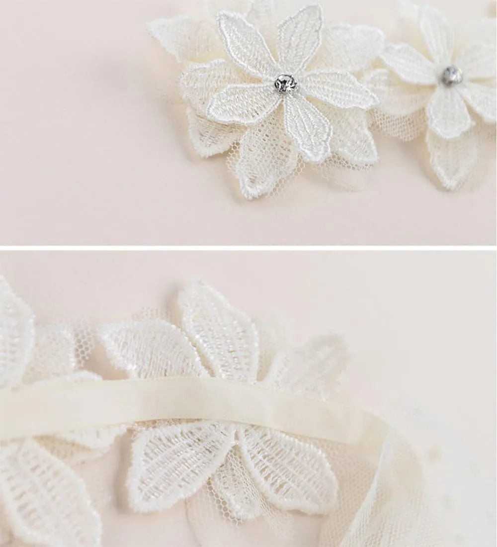 Baby girls cute bow-knot headband with lace floral design elastic non-toxic 8-22 inches