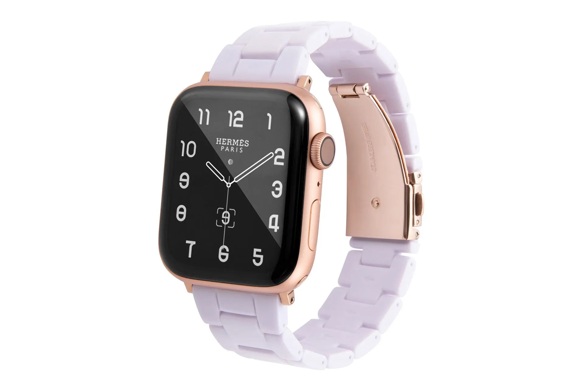 Slim resin watch strap in Army Green for Apple Watch 38-45mm with silver buckle