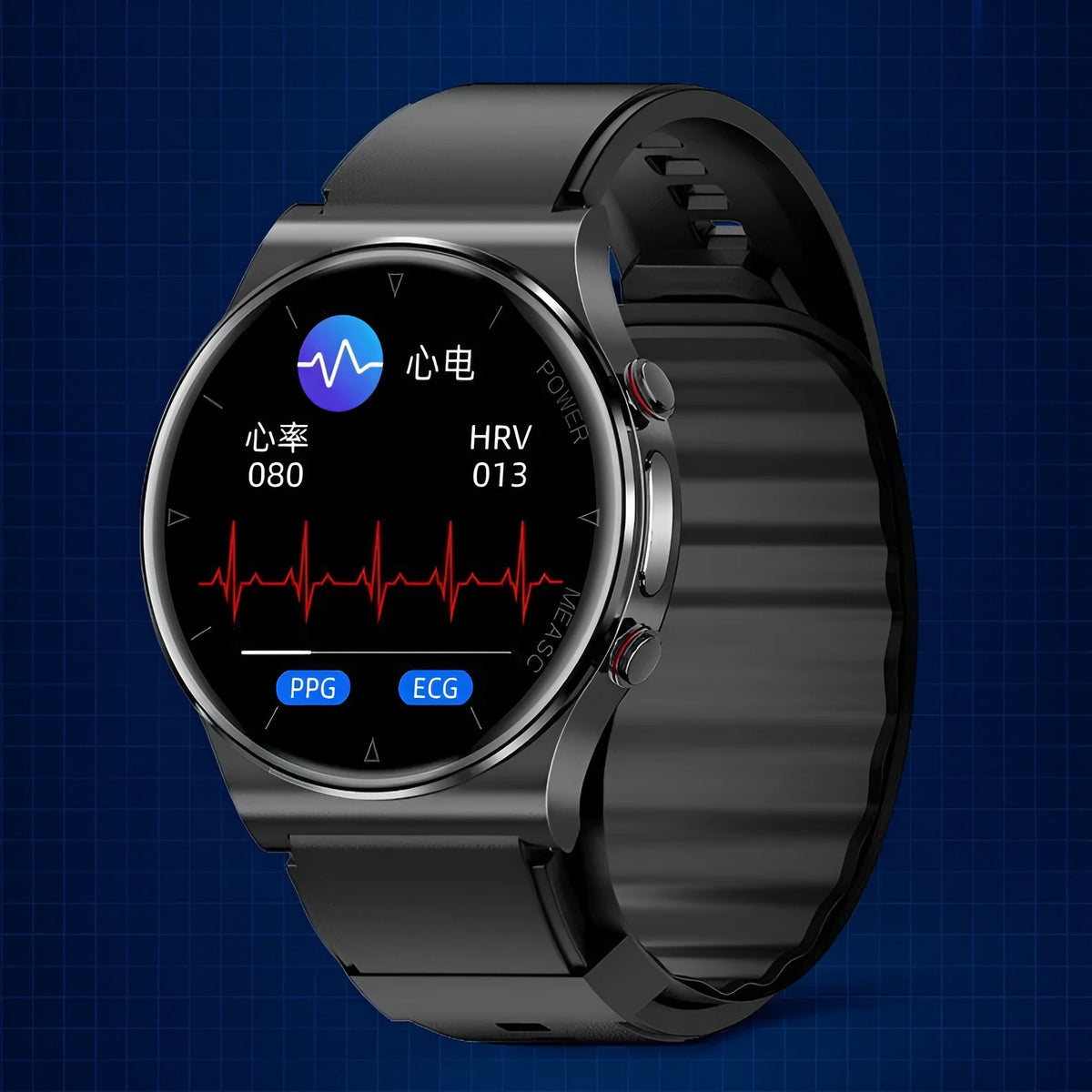 Sleep health multi-sport smart watch in black P70 colour with tempered glass display and TPU strap