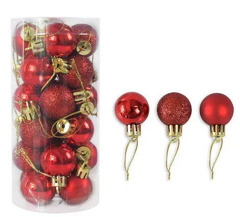 3cm diameter electroplated Christmas balls in assorted colours with shiny matte finish
