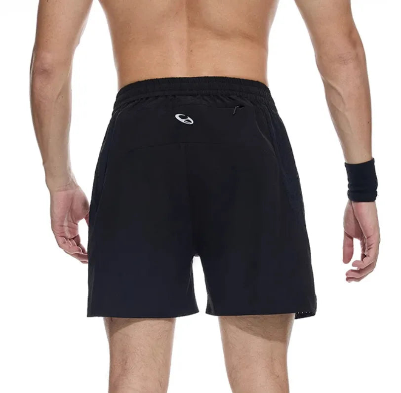 Mysterious Black four-point stretch running shorts with laser-punched stitching detail