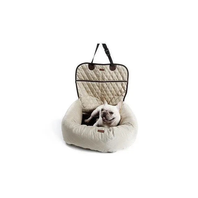 Beige chemical fibre pet car seat pad for front and rear car seats, suitable for dogs and cats