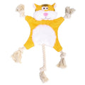Set of six plush dog toys shaped like fox, squirrel, koala, monkey, rabbit, and tiger with squeakers