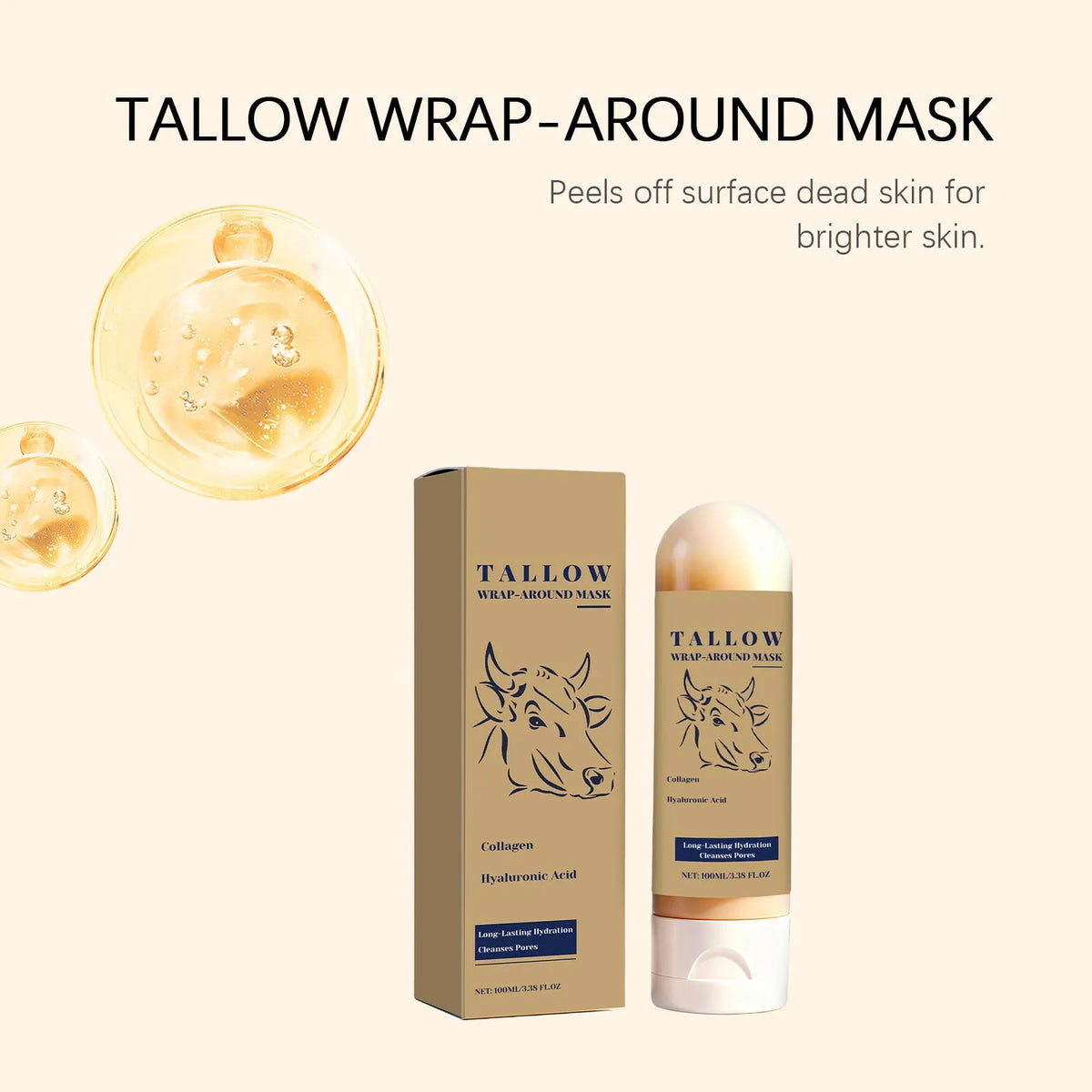 Avocado peeling mask 100ml tube, 3.7x14cm, 100g net content, daily exfoliating and hydrating skincare product