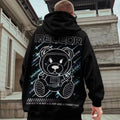 Men's hooded plus size sweatshirt with wool lining and polyester padding, available in black, white and red.