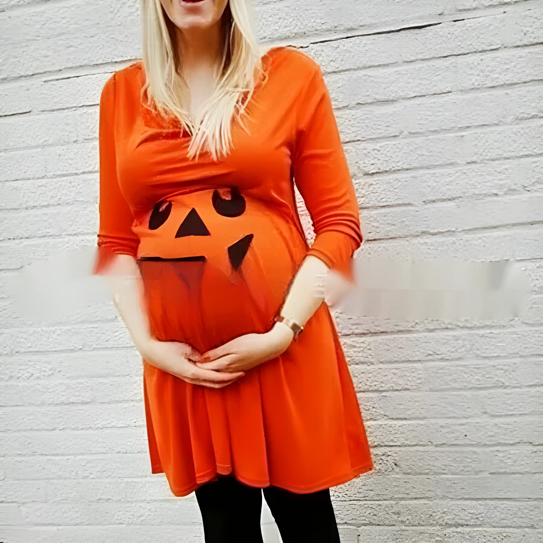Orange cotton maternity dress for pregnancy wear available in sizes S to 5XL