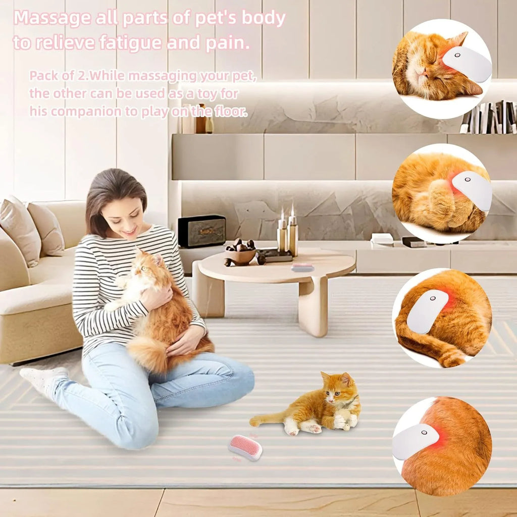 Pink electric pet massage brush with TPE comb teeth for cats and dogs
