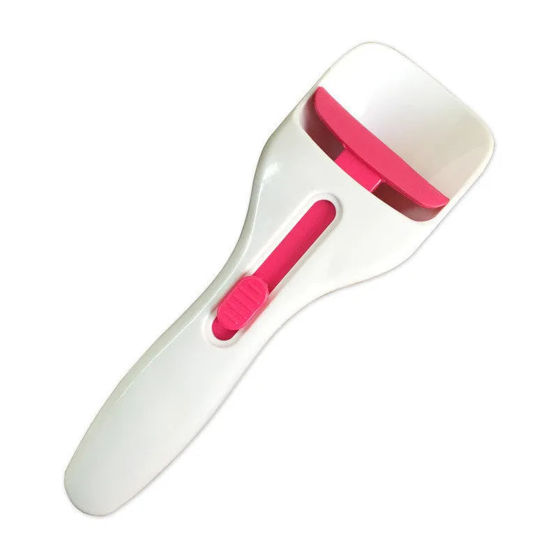 Photo-colour cake batter scoop with push lever on handle, 19.5 cm long, on white background
