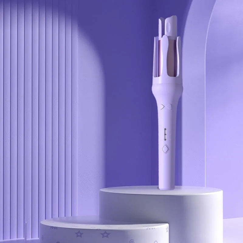 Automatic hair curler with 32mm ceramic-coated barrel in white colour variant with pink accents