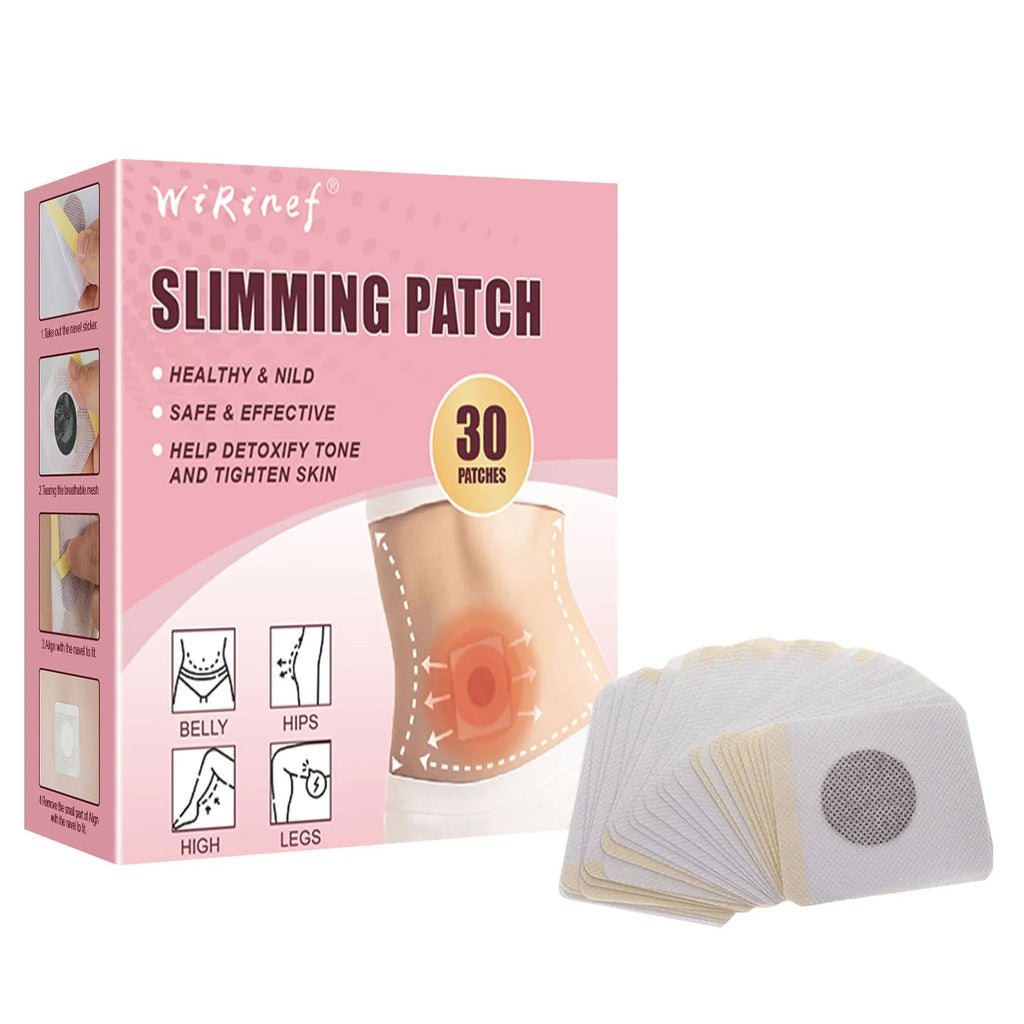 Box of 30 belly button stickers, navel patch type WR9, adhesive patches in packaging